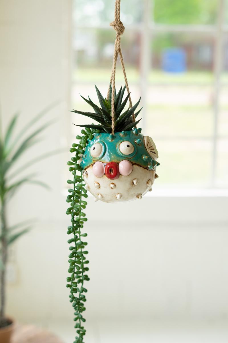 Ceramic Hanging Blowfish Planter product photo