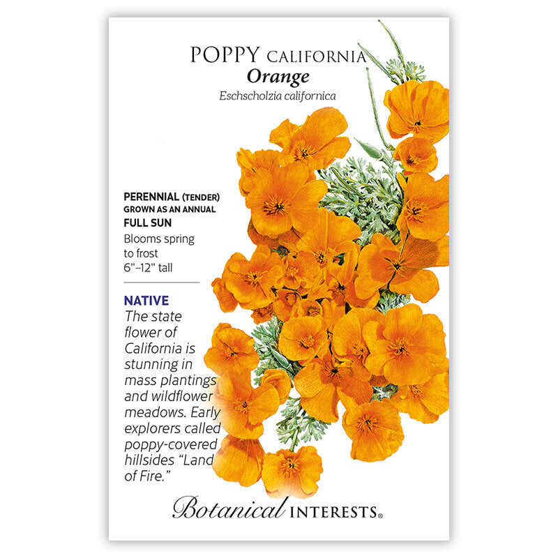 Poppy California Orange seed packet photo