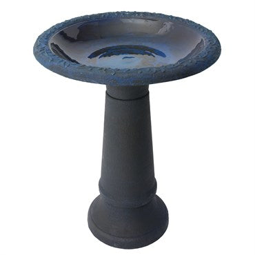 Algreen Acerra 20" stone composite birdbath blue product photo