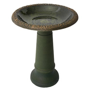 Algreen Acerra 20" stone composite birdbath green product photo