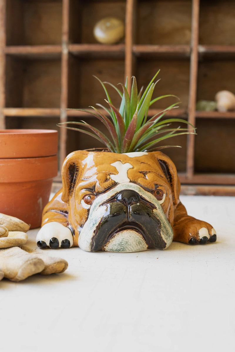 Ceramic Bulldog Planter product photo