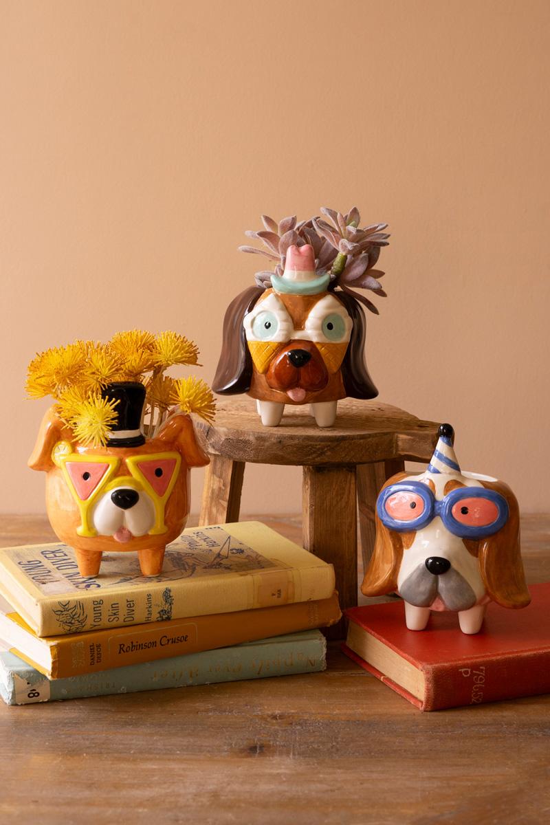 Ceramic Party Puppy Planter product photo