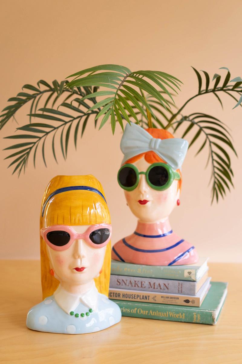 Ceramic Girls With Sunglasses Planter product photo