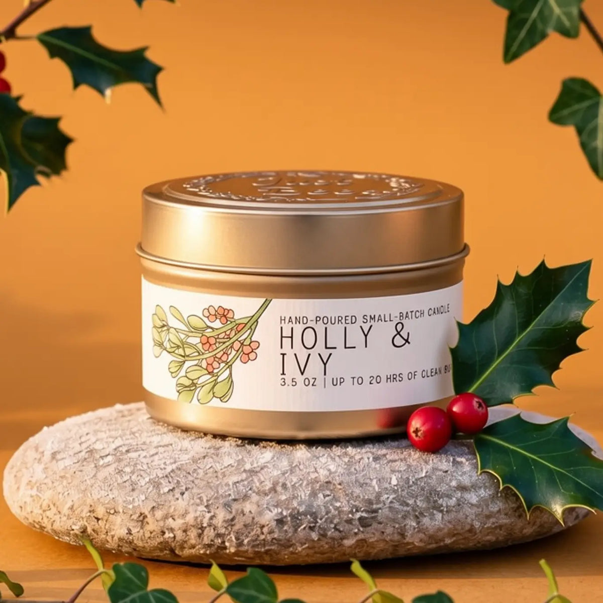 Holly &amp; Ivy Tin Candle
